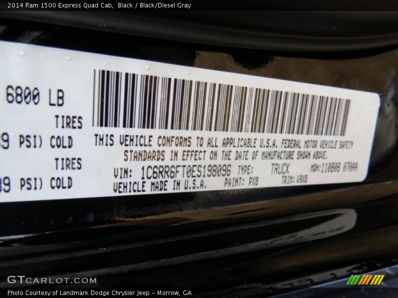 Black / Black/Diesel Gray 2014 Ram 1500 Express Quad Cab