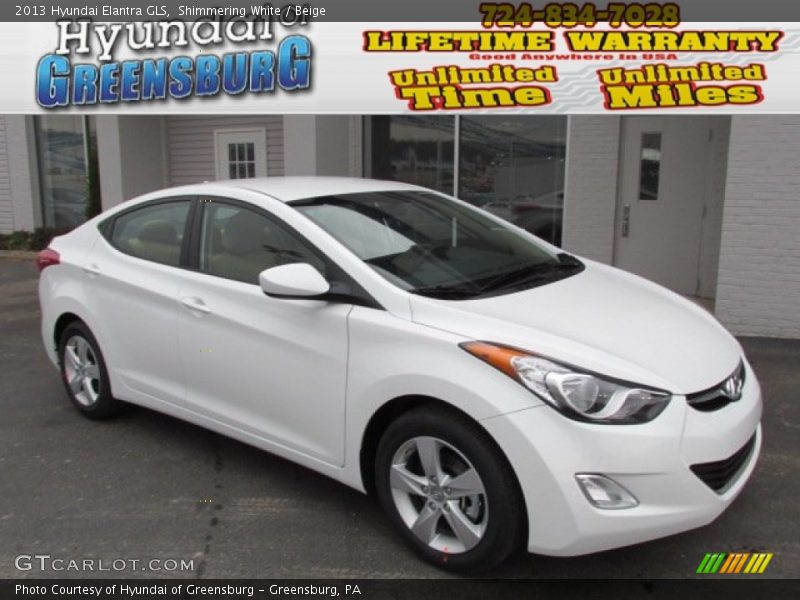 Shimmering White / Beige 2013 Hyundai Elantra GLS