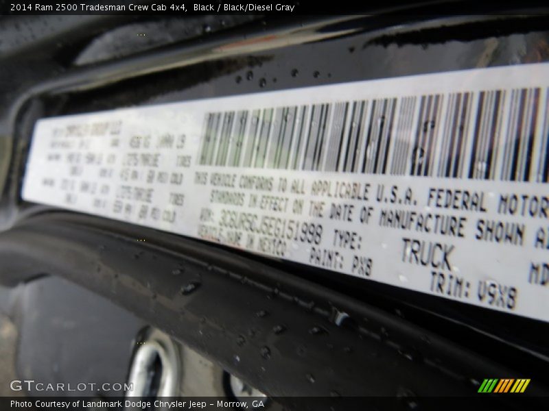 Black / Black/Diesel Gray 2014 Ram 2500 Tradesman Crew Cab 4x4