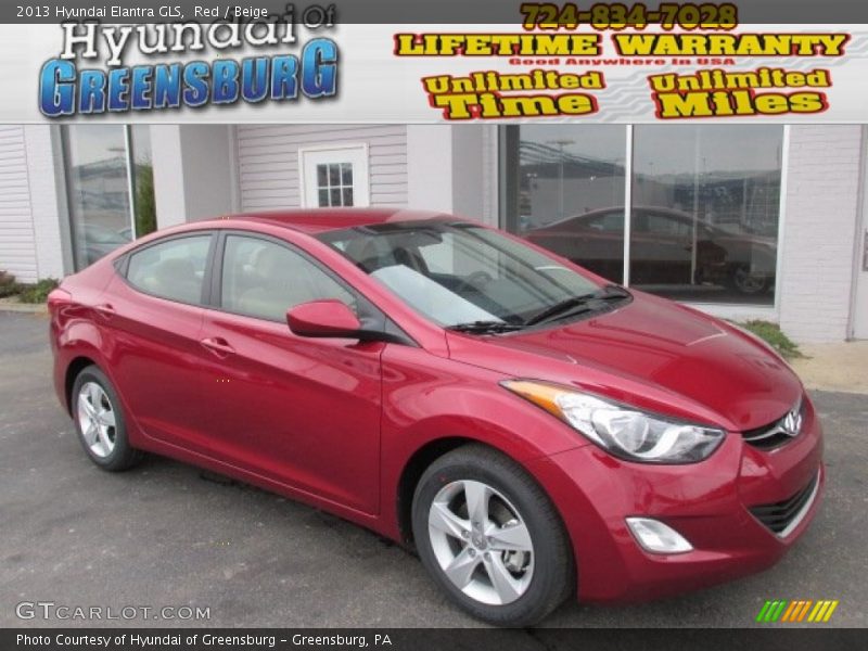 Red / Beige 2013 Hyundai Elantra GLS