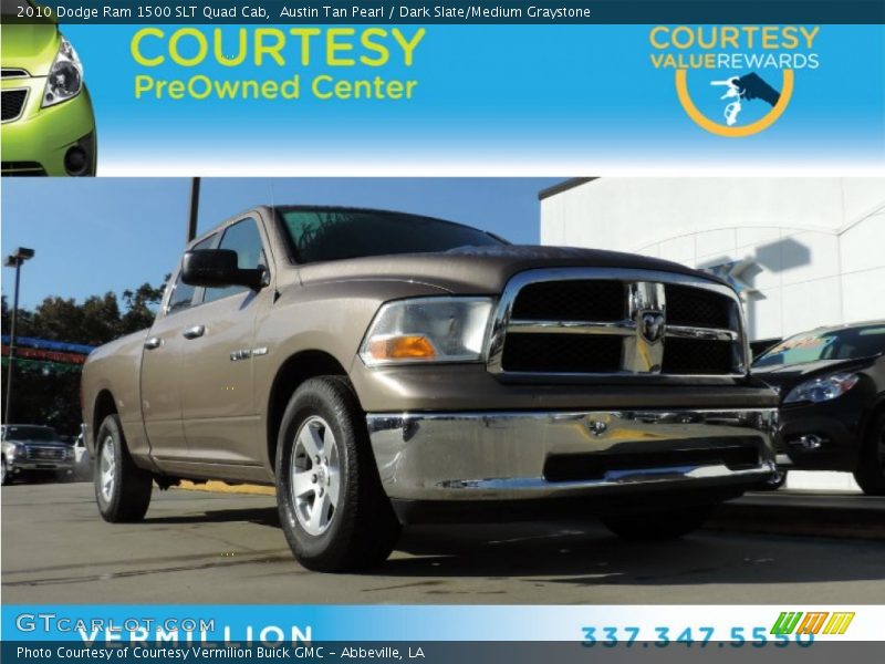 Austin Tan Pearl / Dark Slate/Medium Graystone 2010 Dodge Ram 1500 SLT Quad Cab
