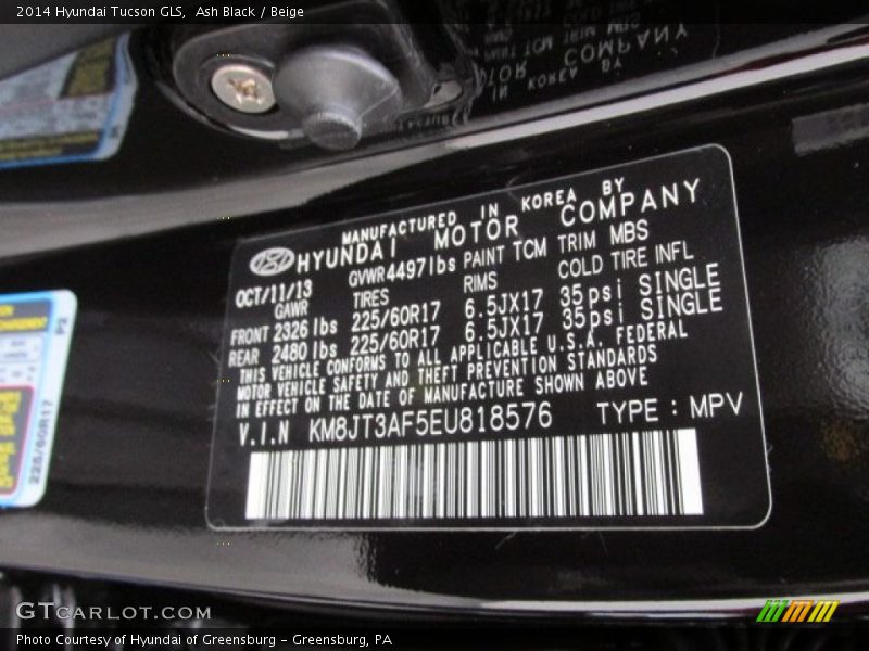 Ash Black / Beige 2014 Hyundai Tucson GLS