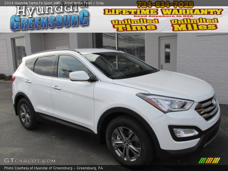 Frost White Pearl / Gray 2014 Hyundai Santa Fe Sport AWD