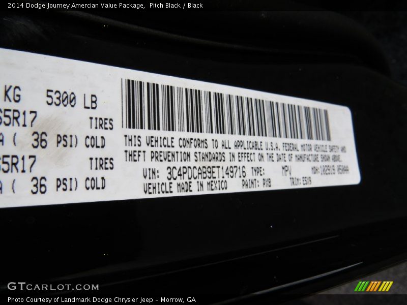 Pitch Black / Black 2014 Dodge Journey Amercian Value Package