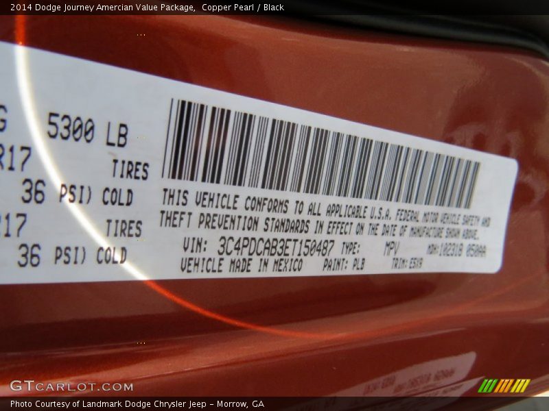 Copper Pearl / Black 2014 Dodge Journey Amercian Value Package
