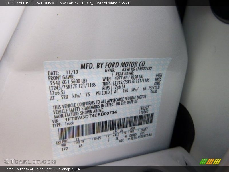 Oxford White / Steel 2014 Ford F350 Super Duty XL Crew Cab 4x4 Dually