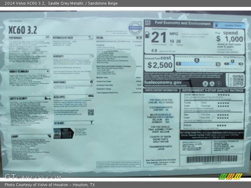Saville Grey Metallic / Sandstone Beige 2014 Volvo XC60 3.2