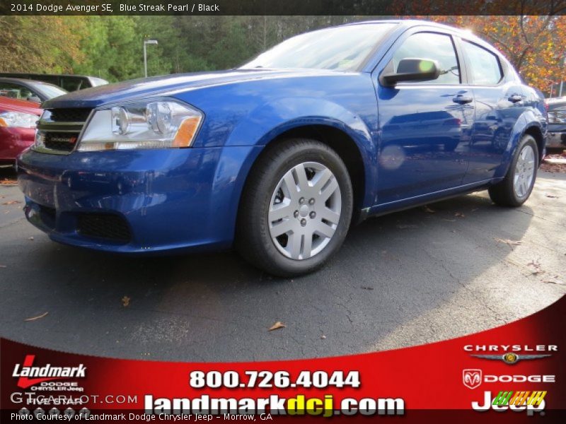 Blue Streak Pearl / Black 2014 Dodge Avenger SE