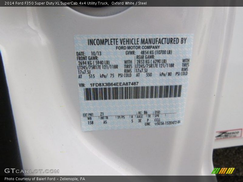 Oxford White / Steel 2014 Ford F350 Super Duty XL SuperCab 4x4 Utility Truck