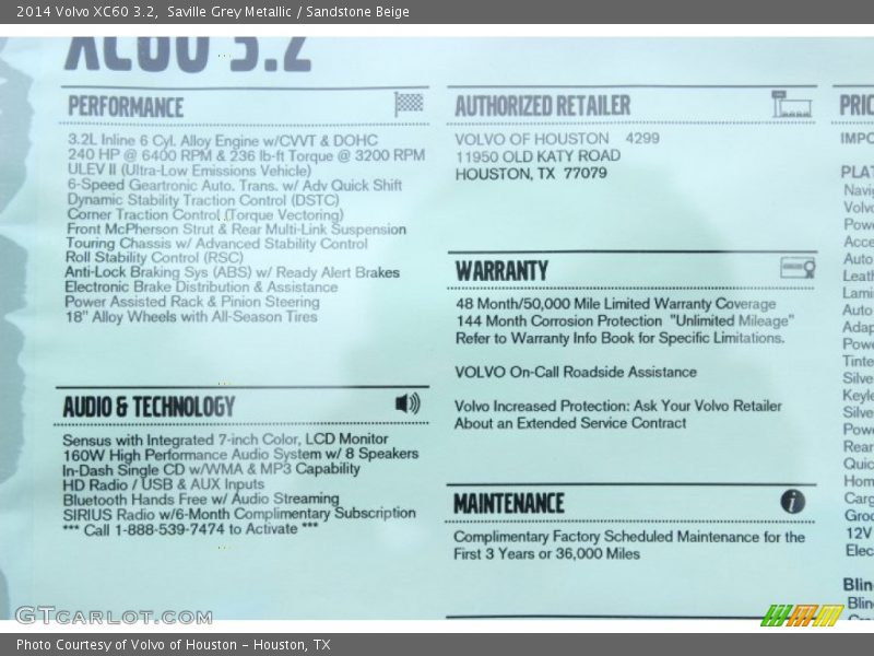 Saville Grey Metallic / Sandstone Beige 2014 Volvo XC60 3.2