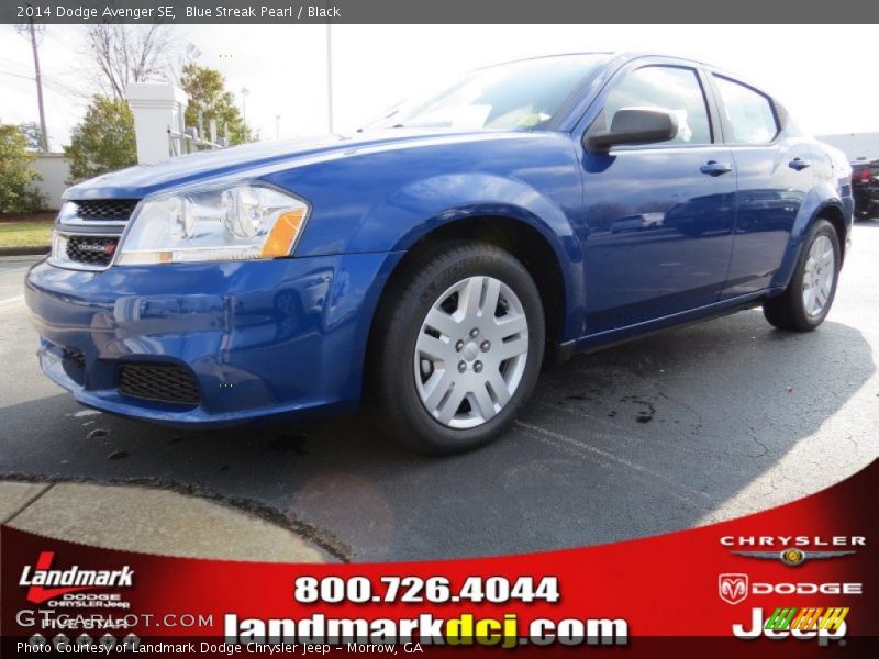 Blue Streak Pearl / Black 2014 Dodge Avenger SE