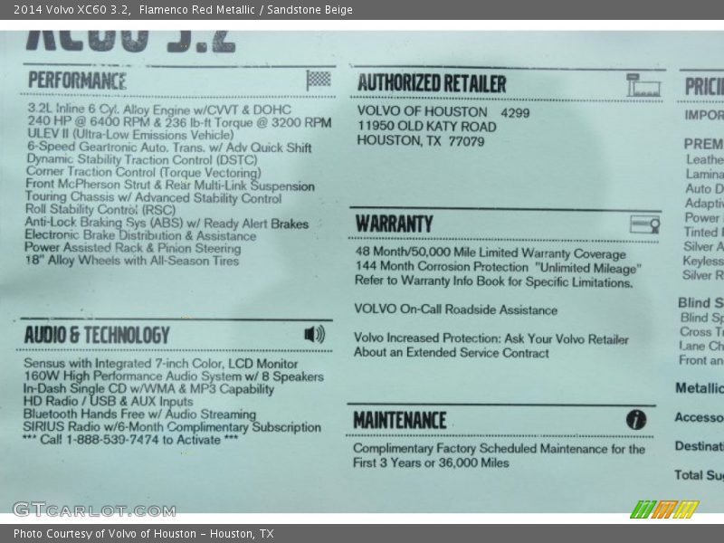 Flamenco Red Metallic / Sandstone Beige 2014 Volvo XC60 3.2