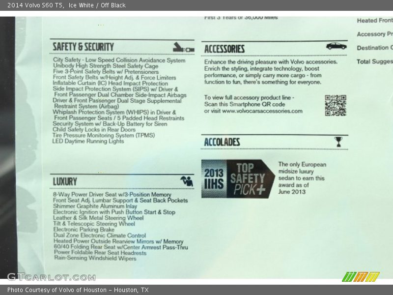 Ice White / Off Black 2014 Volvo S60 T5