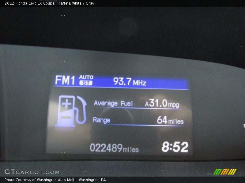 Taffeta White / Gray 2012 Honda Civic LX Coupe