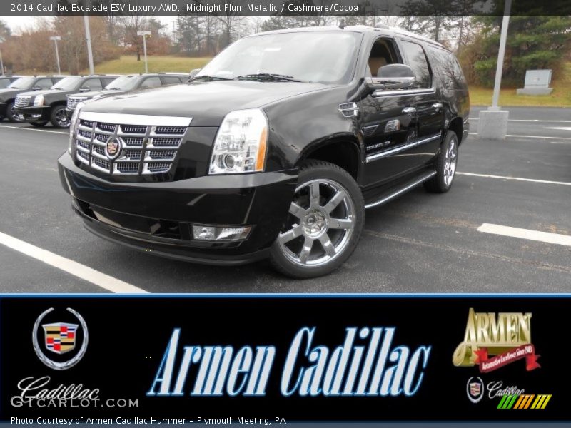 Midnight Plum Metallic / Cashmere/Cocoa 2014 Cadillac Escalade ESV Luxury AWD