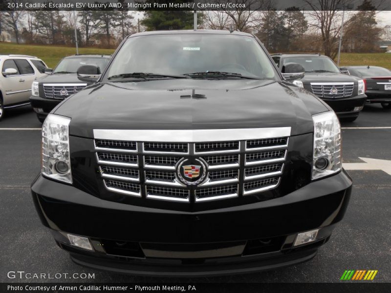 Midnight Plum Metallic / Cashmere/Cocoa 2014 Cadillac Escalade ESV Luxury AWD