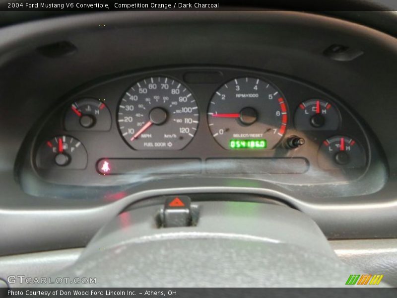 Competition Orange / Dark Charcoal 2004 Ford Mustang V6 Convertible