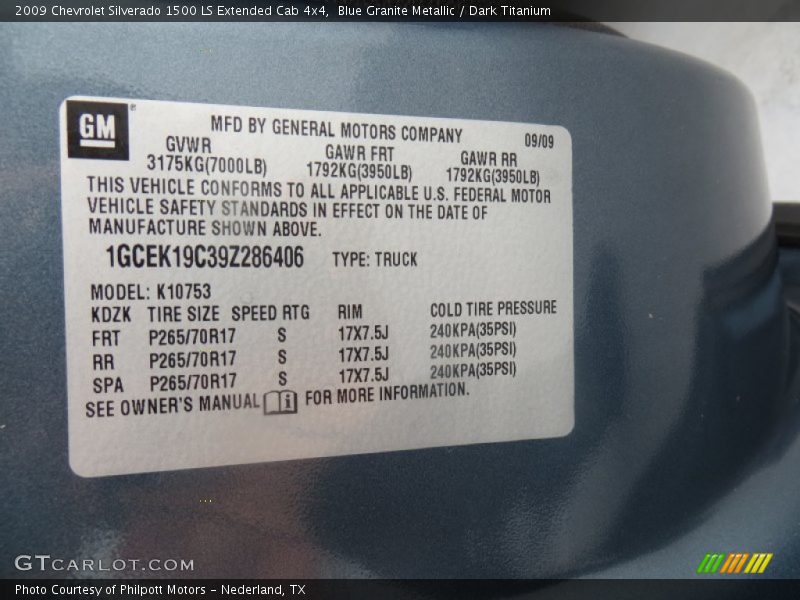 Blue Granite Metallic / Dark Titanium 2009 Chevrolet Silverado 1500 LS Extended Cab 4x4