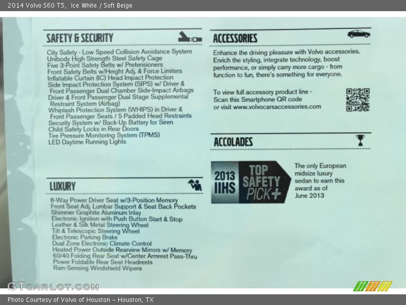 Ice White / Soft Beige 2014 Volvo S60 T5