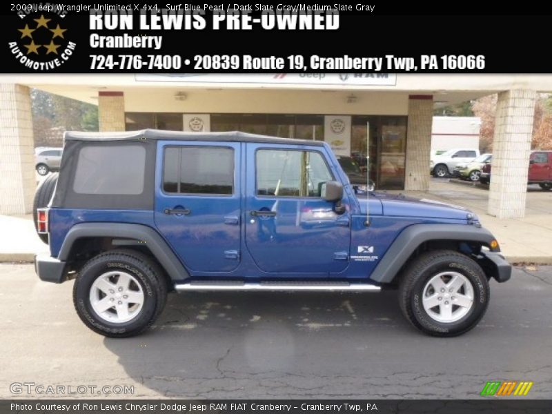 Surf Blue Pearl / Dark Slate Gray/Medium Slate Gray 2009 Jeep Wrangler Unlimited X 4x4