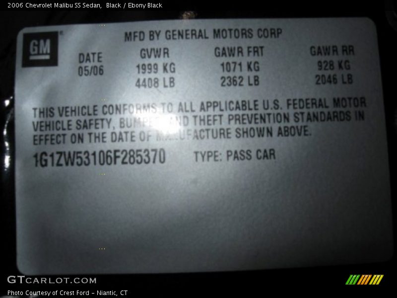Black / Ebony Black 2006 Chevrolet Malibu SS Sedan