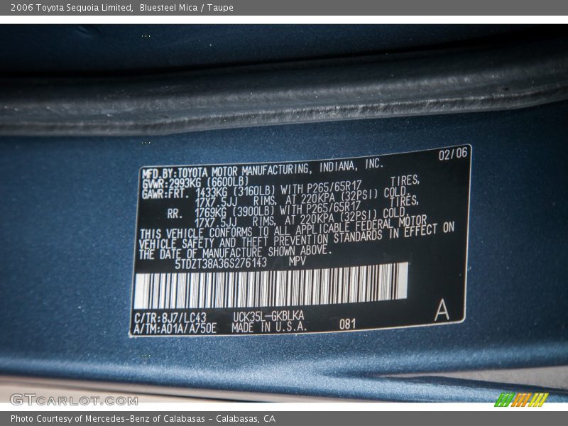 Bluesteel Mica / Taupe 2006 Toyota Sequoia Limited