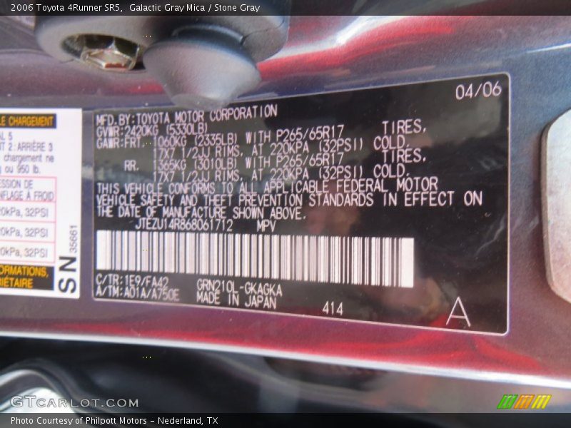 Galactic Gray Mica / Stone Gray 2006 Toyota 4Runner SR5