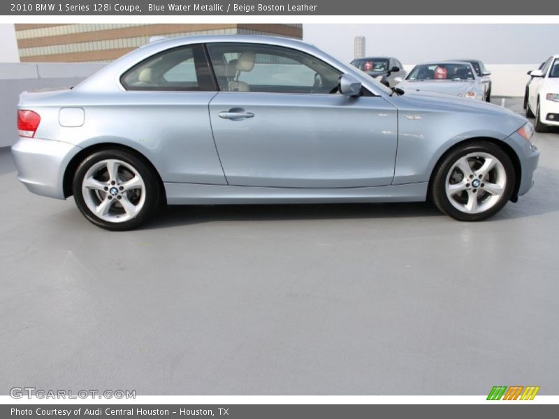 Blue Water Metallic / Beige Boston Leather 2010 BMW 1 Series 128i Coupe
