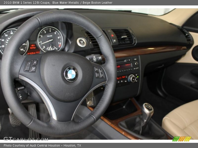 Blue Water Metallic / Beige Boston Leather 2010 BMW 1 Series 128i Coupe