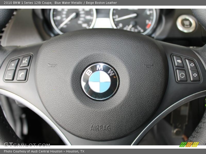 Blue Water Metallic / Beige Boston Leather 2010 BMW 1 Series 128i Coupe