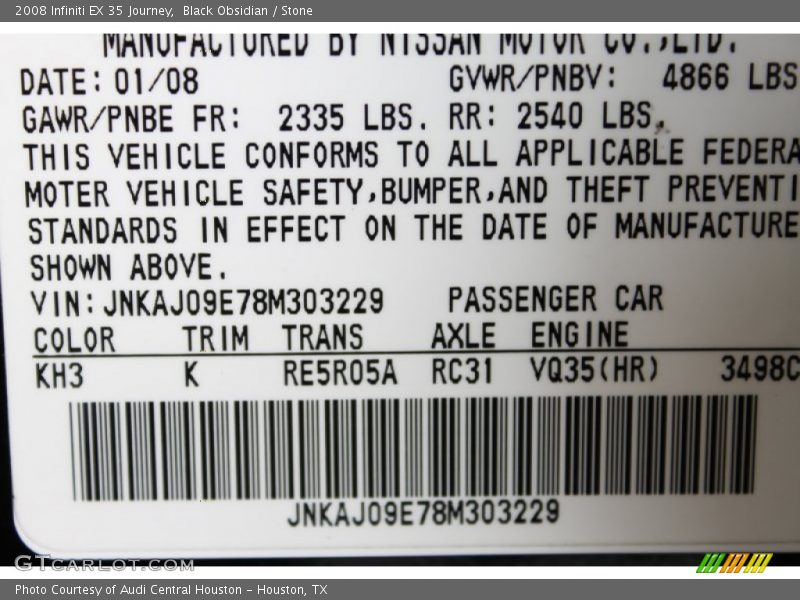 Black Obsidian / Stone 2008 Infiniti EX 35 Journey