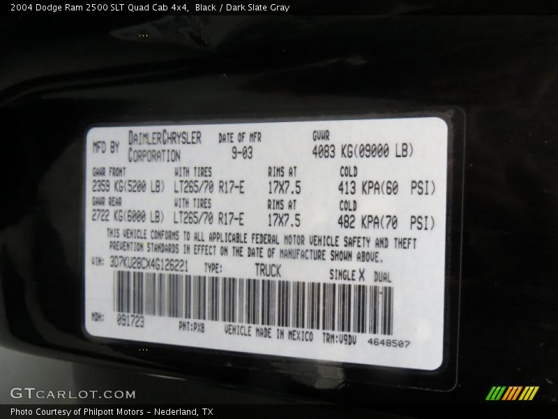 Black / Dark Slate Gray 2004 Dodge Ram 2500 SLT Quad Cab 4x4