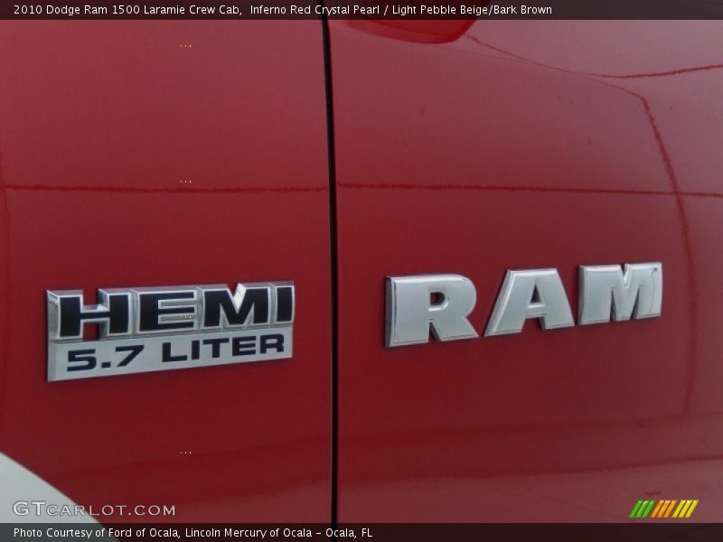 Inferno Red Crystal Pearl / Light Pebble Beige/Bark Brown 2010 Dodge Ram 1500 Laramie Crew Cab