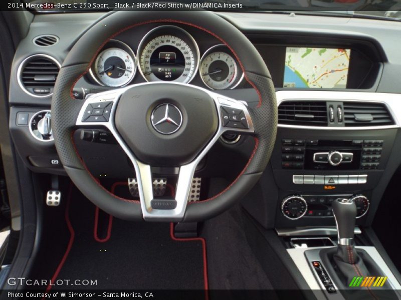 Black / Black/Red Stitch w/DINAMICA Inserts 2014 Mercedes-Benz C 250 Sport