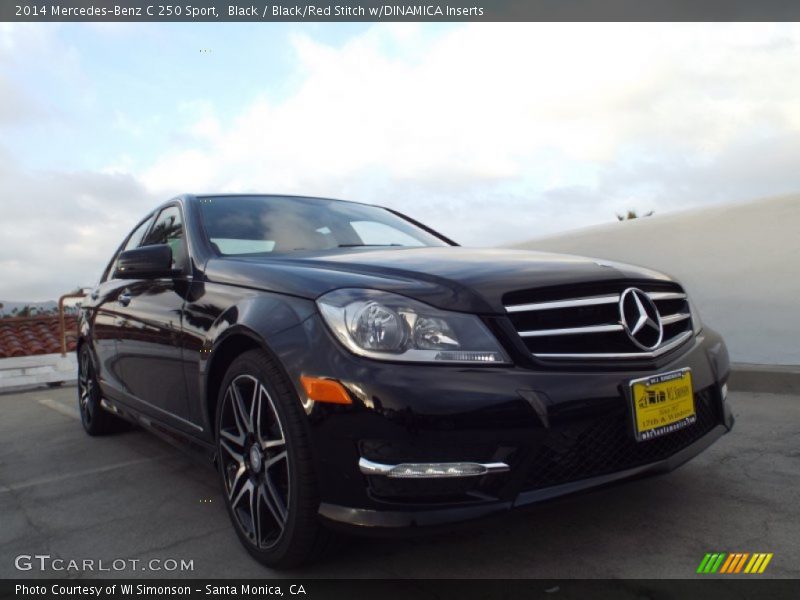 Black / Black/Red Stitch w/DINAMICA Inserts 2014 Mercedes-Benz C 250 Sport