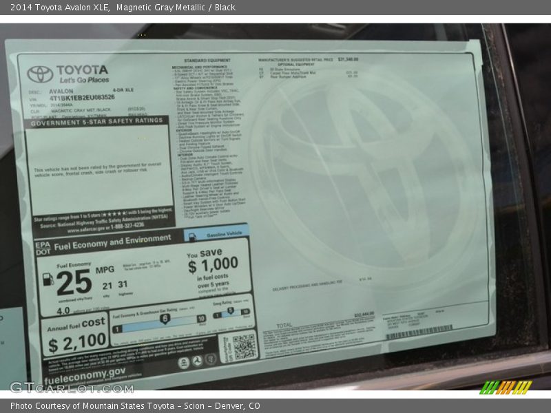 Magnetic Gray Metallic / Black 2014 Toyota Avalon XLE