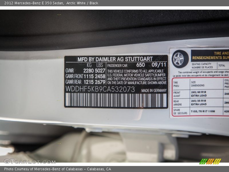 Arctic White / Black 2012 Mercedes-Benz E 350 Sedan