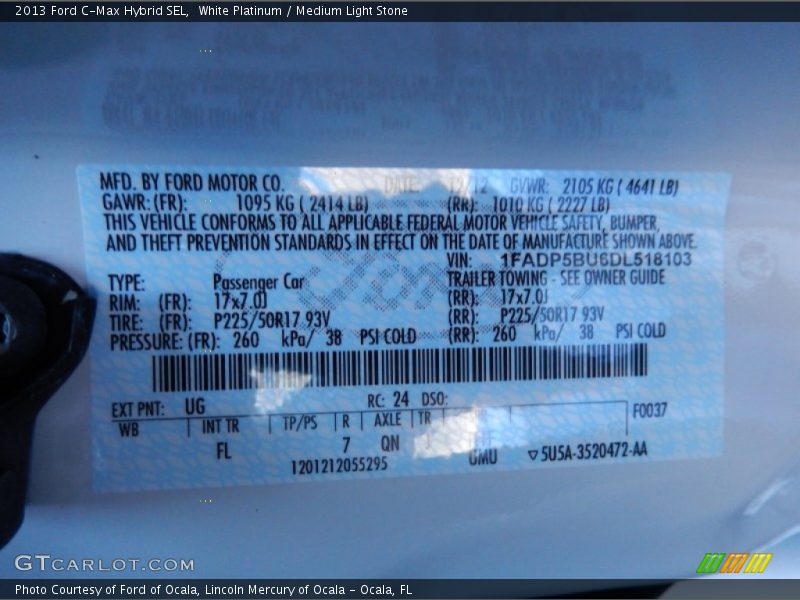 White Platinum / Medium Light Stone 2013 Ford C-Max Hybrid SEL