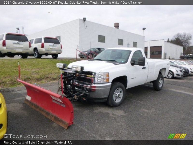 Front 3/4 View of 2014 Silverado 3500HD WT Regular Cab 4x4 Plow Truck