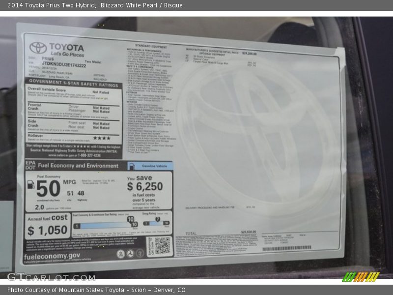 Blizzard White Pearl / Bisque 2014 Toyota Prius Two Hybrid