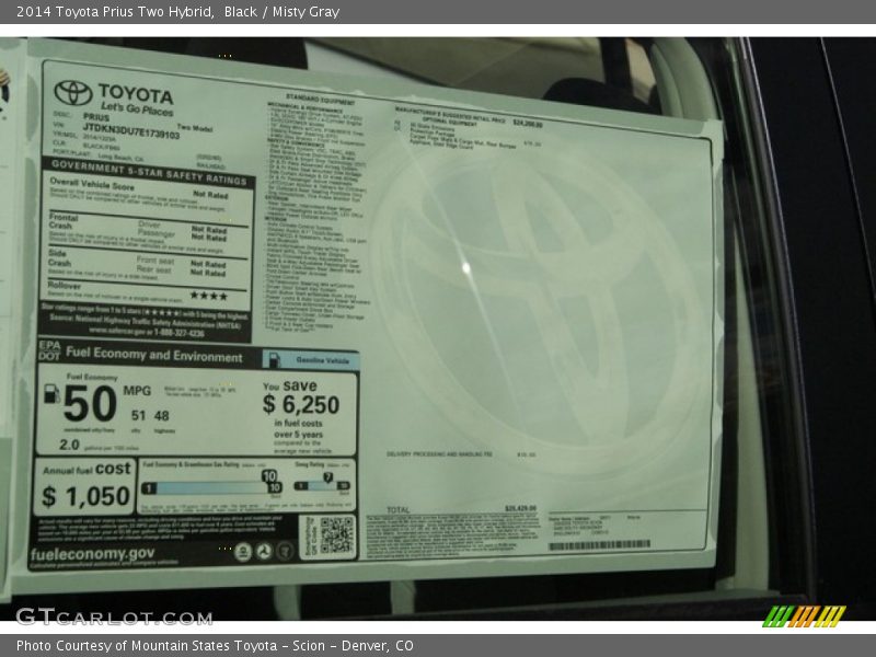 Black / Misty Gray 2014 Toyota Prius Two Hybrid