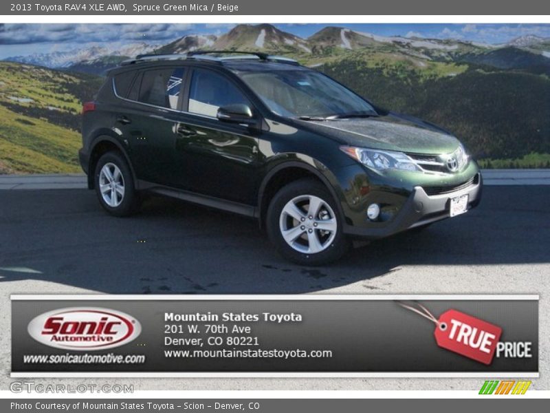 Spruce Green Mica / Beige 2013 Toyota RAV4 XLE AWD
