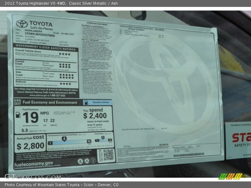 Classic Silver Metallic / Ash 2013 Toyota Highlander V6 4WD