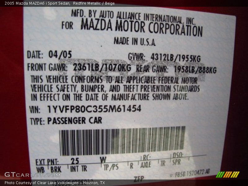 Redfire Metallic / Beige 2005 Mazda MAZDA6 i Sport Sedan