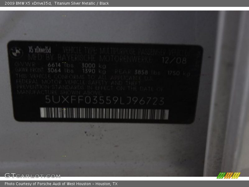 Titanium Silver Metallic / Black 2009 BMW X5 xDrive35d