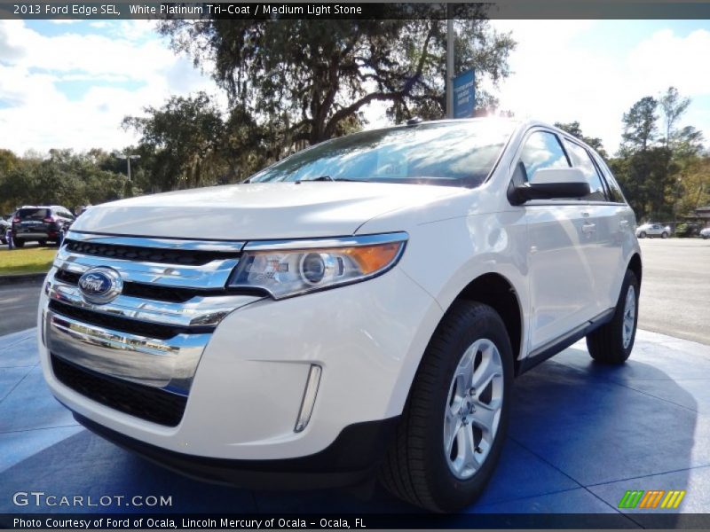 White Platinum Tri-Coat / Medium Light Stone 2013 Ford Edge SEL