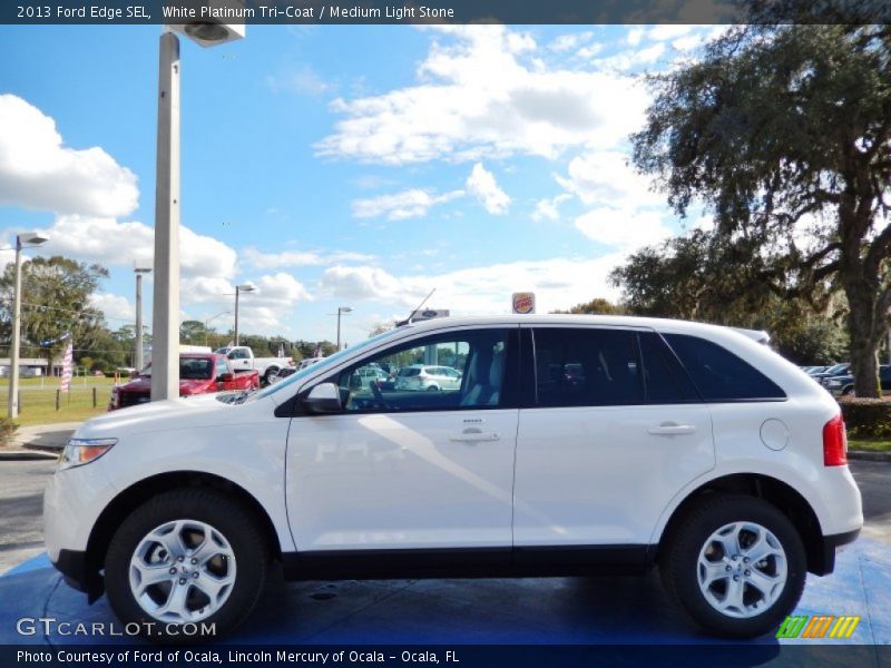 White Platinum Tri-Coat / Medium Light Stone 2013 Ford Edge SEL