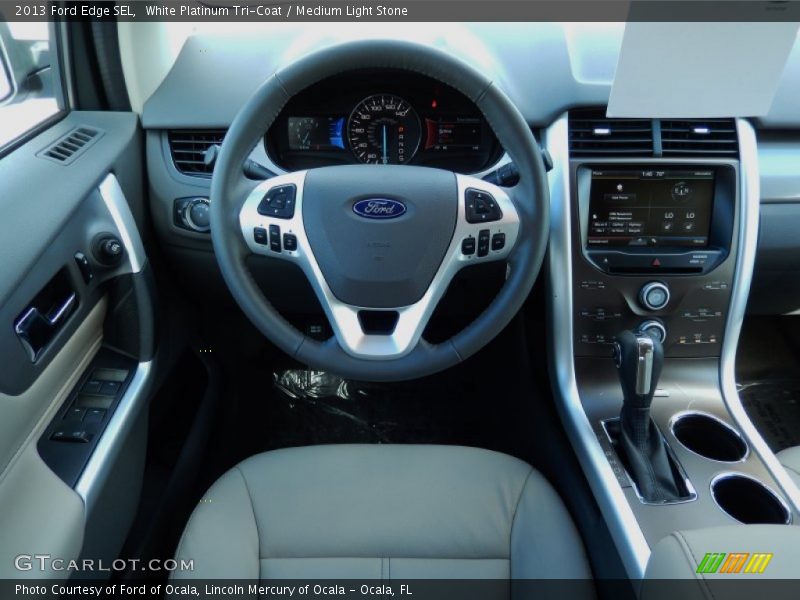 White Platinum Tri-Coat / Medium Light Stone 2013 Ford Edge SEL