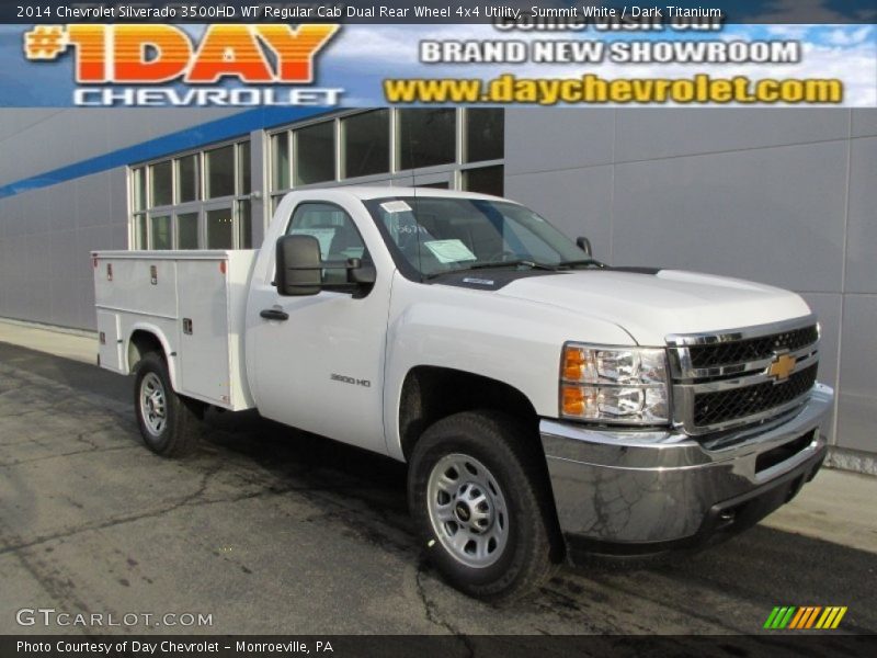 Summit White / Dark Titanium 2014 Chevrolet Silverado 3500HD WT Regular Cab Dual Rear Wheel 4x4 Utility