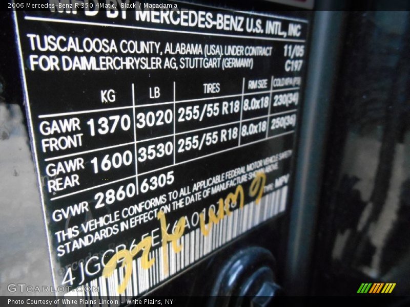 Black / Macadamia 2006 Mercedes-Benz R 350 4Matic